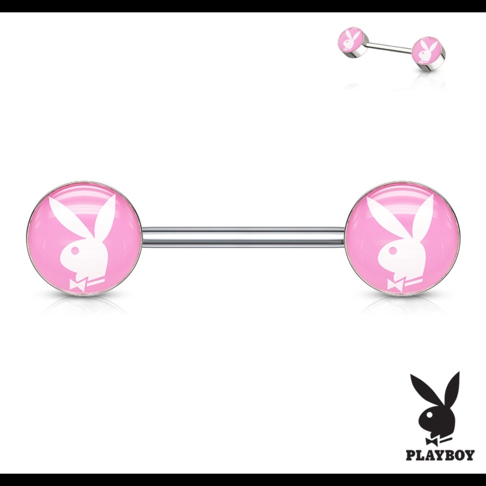 Playboy Bunny Surgical Steel Barbells Nipple Rings